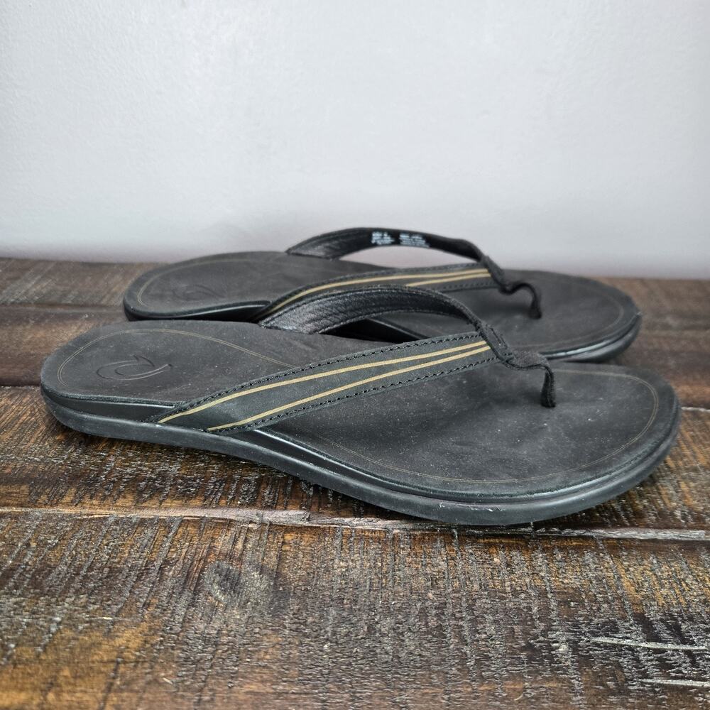 Olukai Aukai Womens Size 10 Flip Flops Thong Comfort Sandals Black